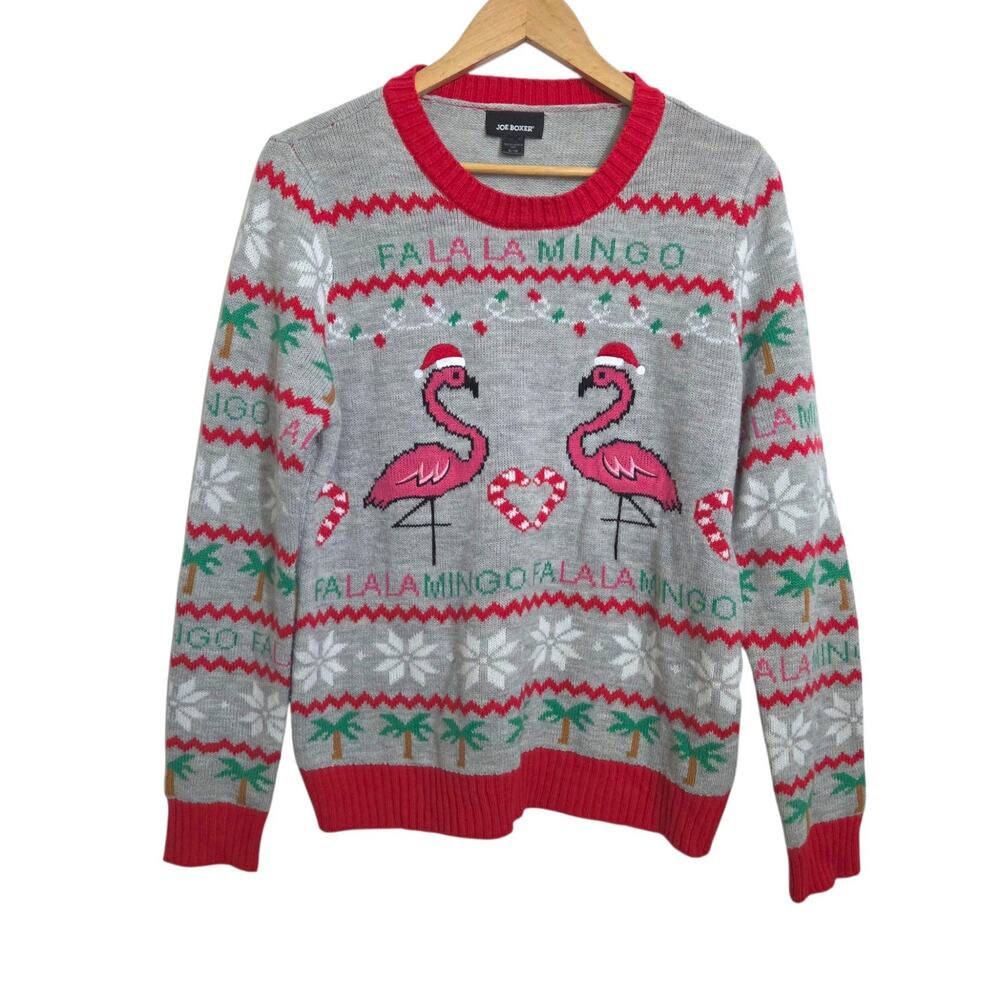 Joe Boxer Flamingo Funny Ugly Christmas Holiday Sweater Soft Women's XL